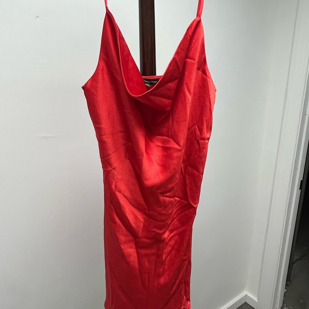 Shinestar Red Sleeveless Cowl Neck Slip Dress
